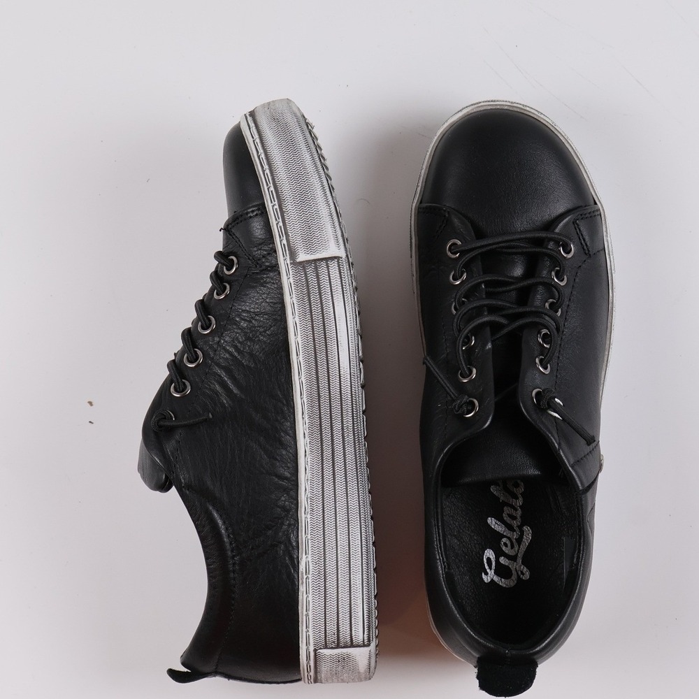 Gelato Tampa Sneakers Black Leather Platform Low Top 36 NEW